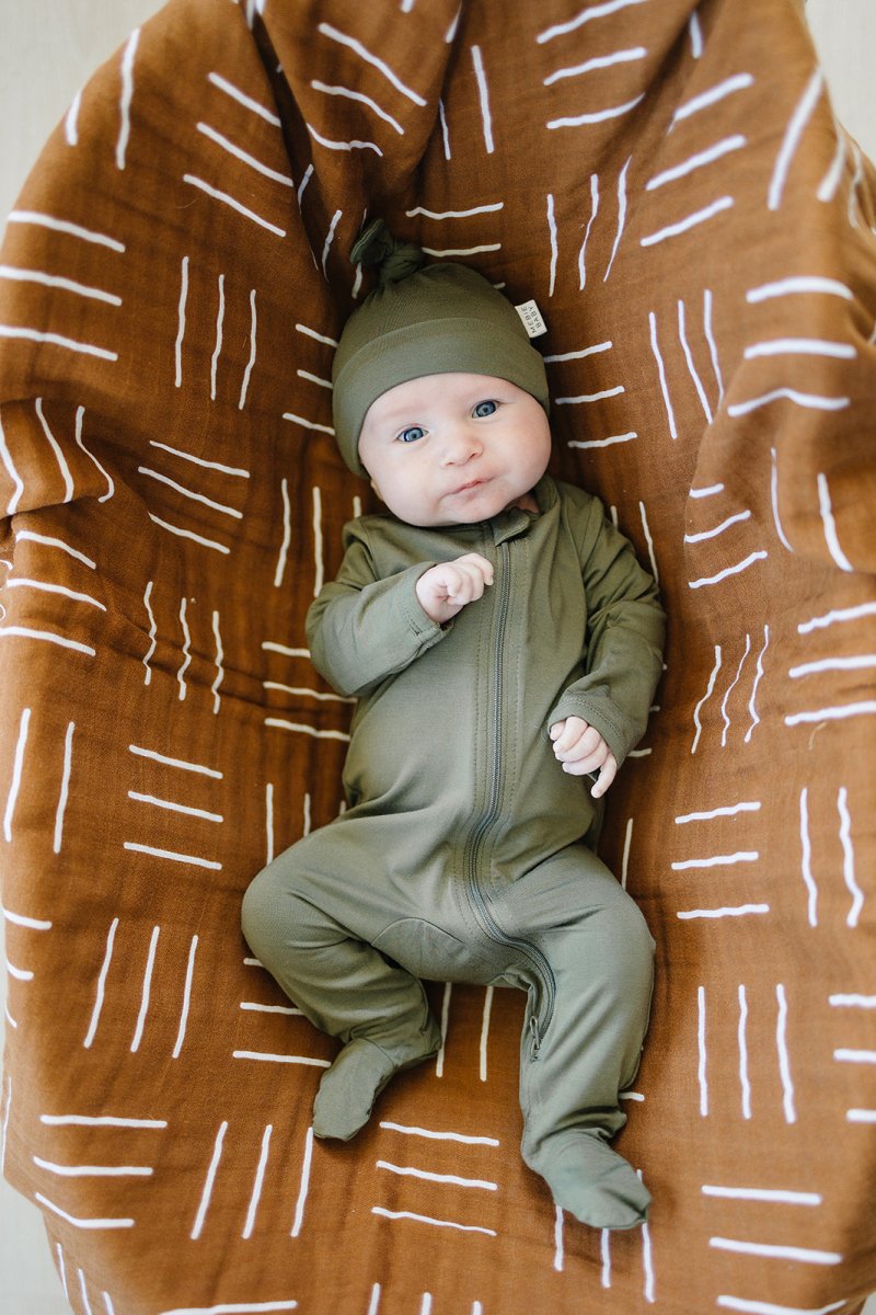 Olive Bamboo Footed Zipper - LITTLE RAD THINGS