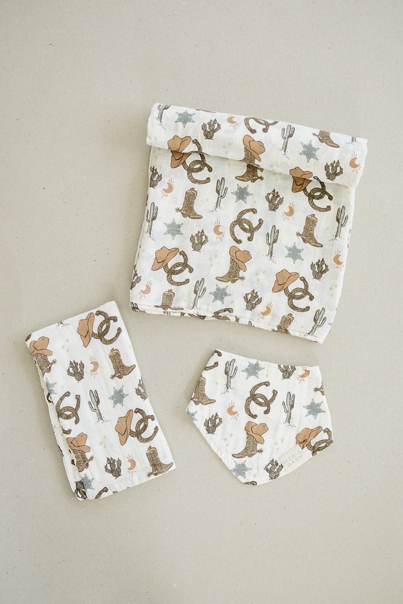 Outlaw Cowboy Muslin Burp Cloth - LITTLE RAD THINGS