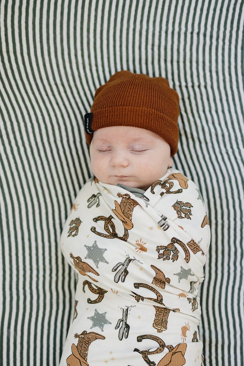 Outlaw Cowboy Ribbed Bamboo Stretch Swaddle - LITTLE RAD THINGS