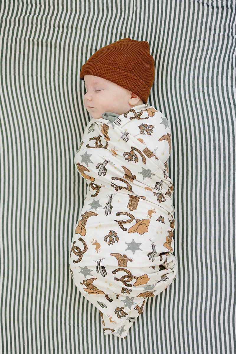 Outlaw Cowboy Ribbed Bamboo Stretch Swaddle - LITTLE RAD THINGS
