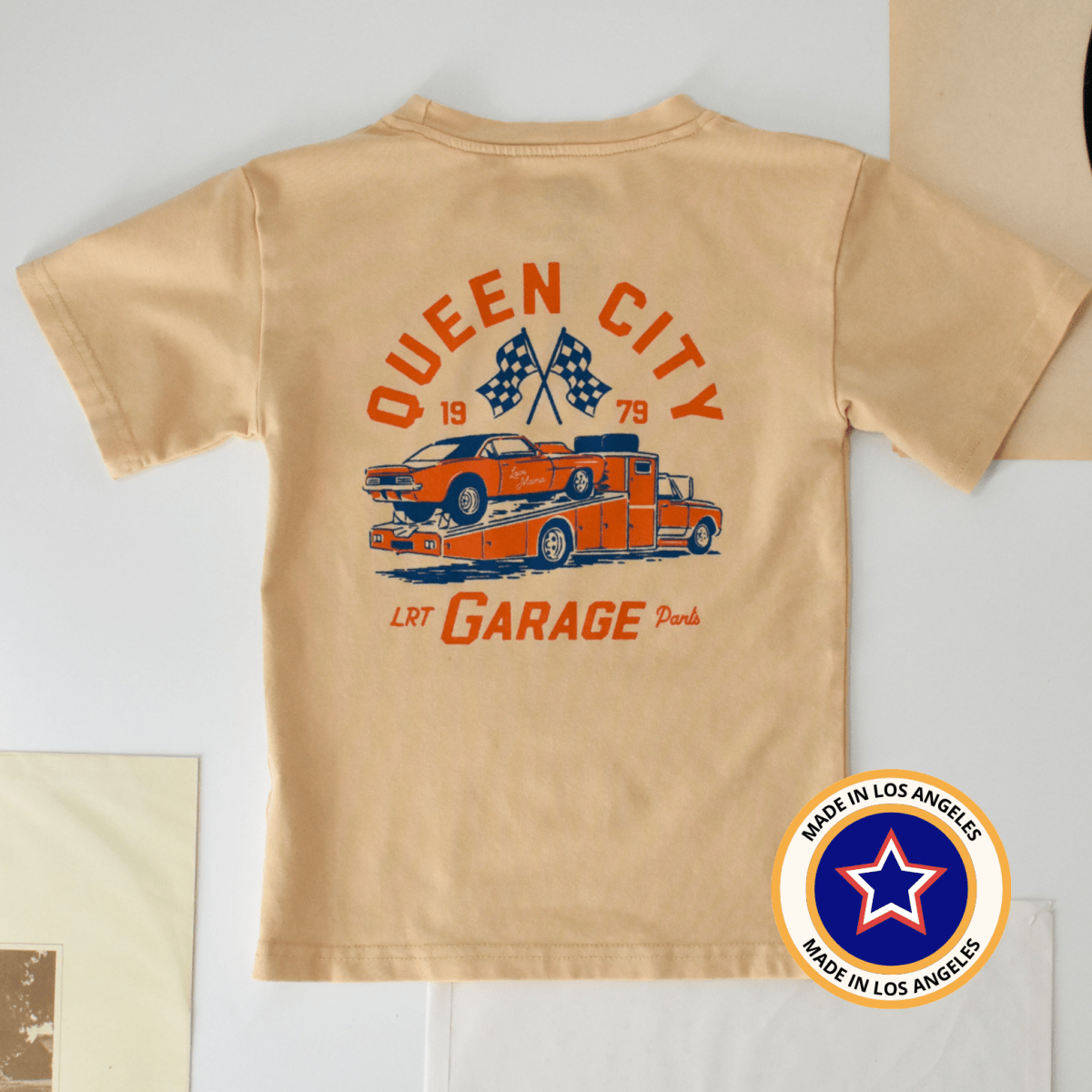QUEEN CITY GARAGE TEE - VINTAGE CREAM - LITTLE RAD THINGS