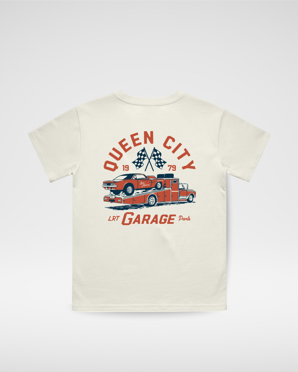 QUEEN CITY GARAGE TEE - VINTAGE CREAM - LITTLE RAD THINGS