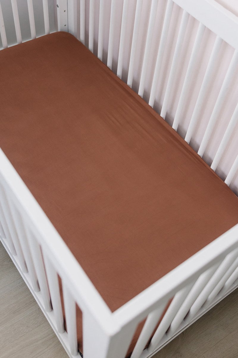 Rust Bamboo Stretch Crib Sheet - LITTLE RAD THINGS