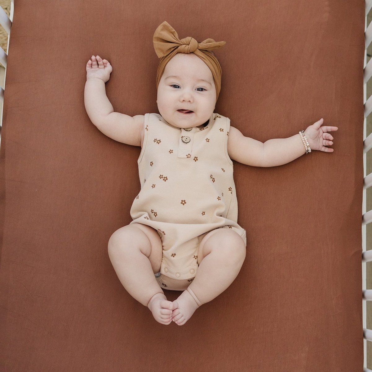 Rust Bamboo Stretch Crib Sheet - LITTLE RAD THINGS
