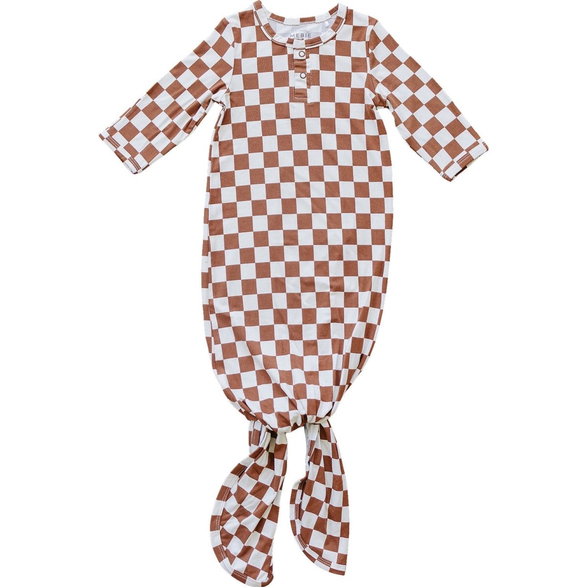 Rust Checkered Bamboo Knot Gown - LITTLE RAD THINGS