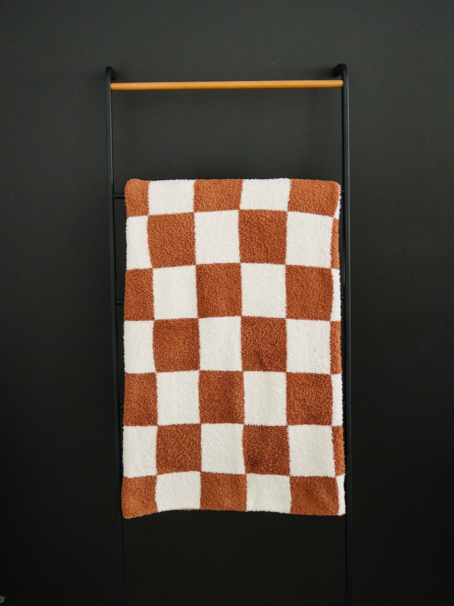 Rust Checkered Plush Blanket - LITTLE RAD THINGS