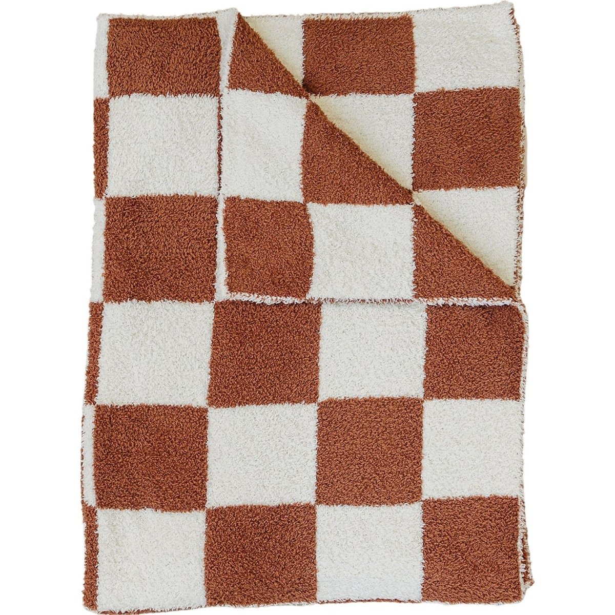 Rust Checkered Plush Blanket - LITTLE RAD THINGS