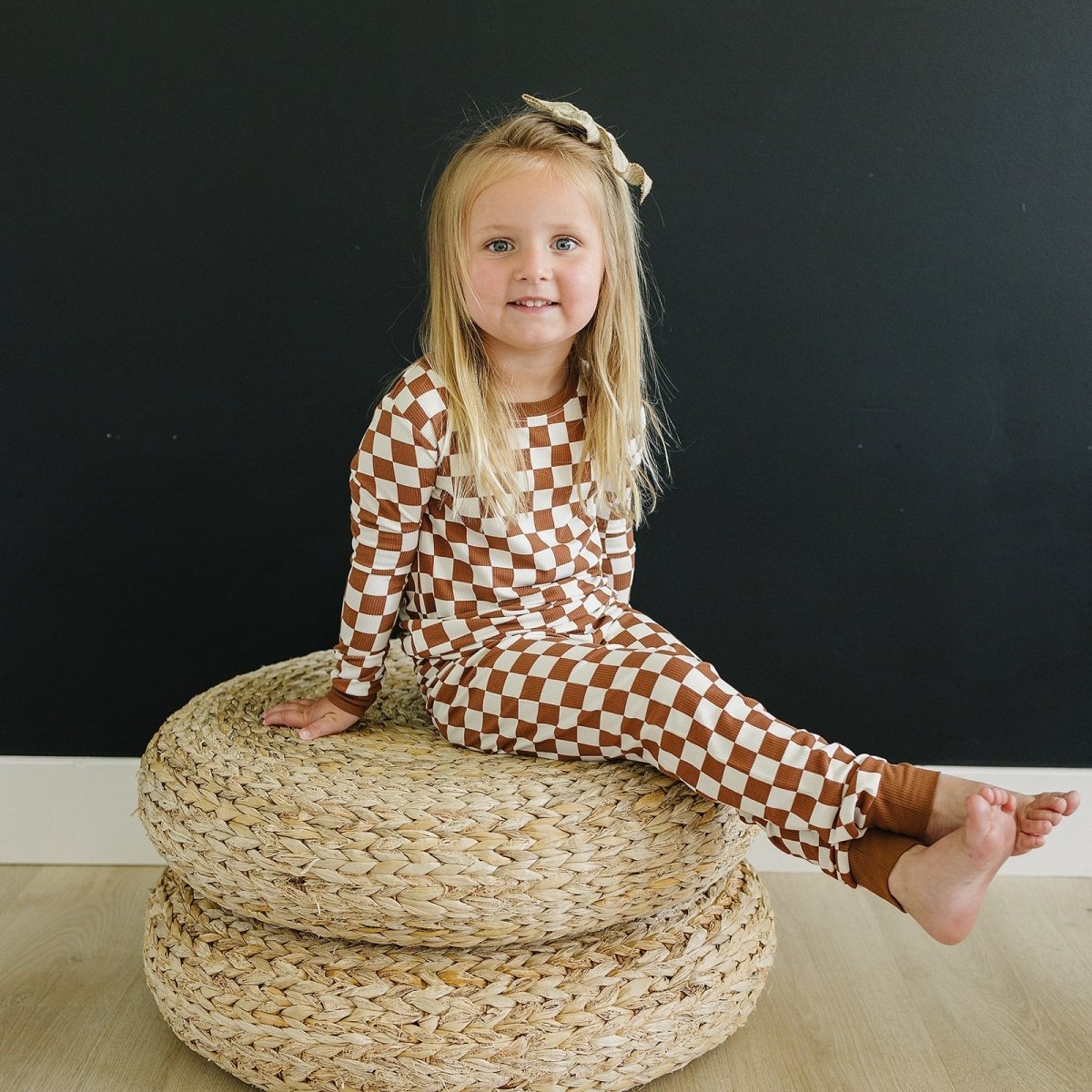 Rust Checkered Ribbed Bamboo Cozy Set - LITTLE RAD THINGS