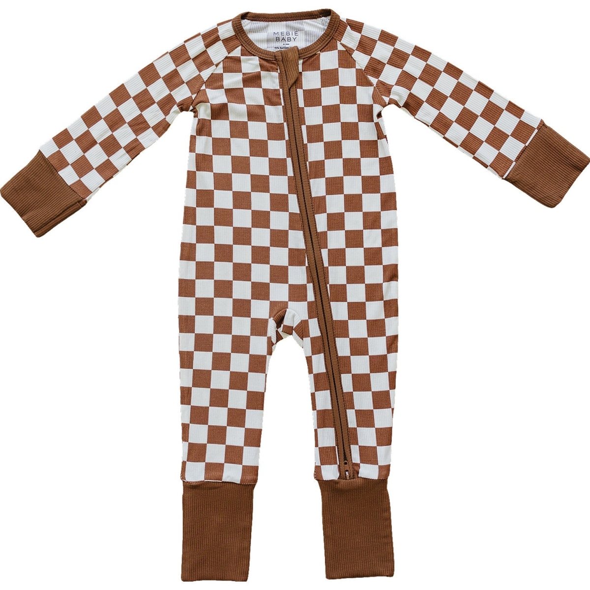 Rust Checkered Ribbed Bamboo Zipper - LITTLE RAD THINGS