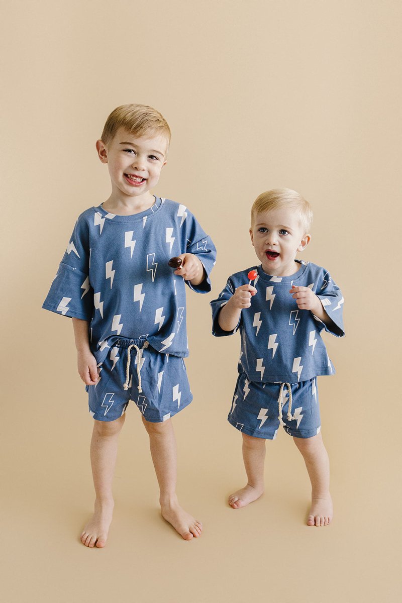 Shorts Set | Blue Bolts - LITTLE RAD THINGS
