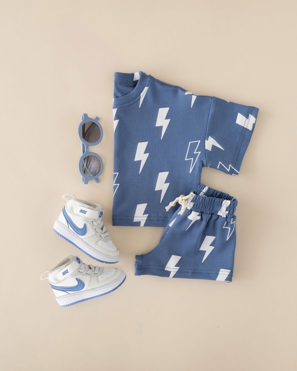 Shorts Set | Blue Bolts - LITTLE RAD THINGS