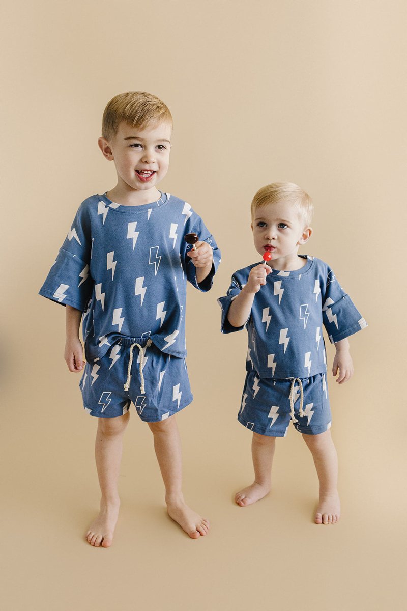 Shorts Set | Blue Bolts - LITTLE RAD THINGS
