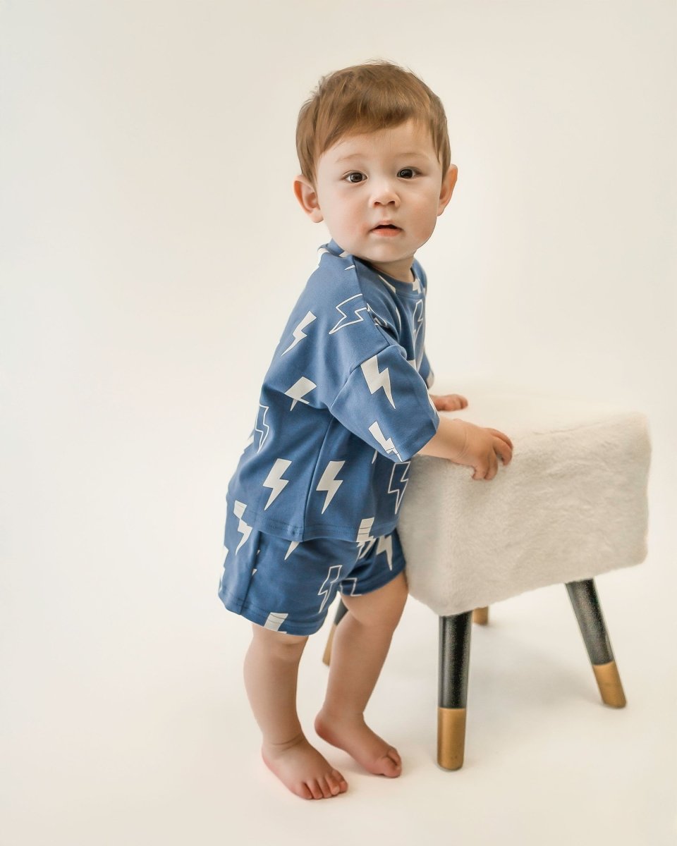 Shorts Set | Blue Bolts - LITTLE RAD THINGS