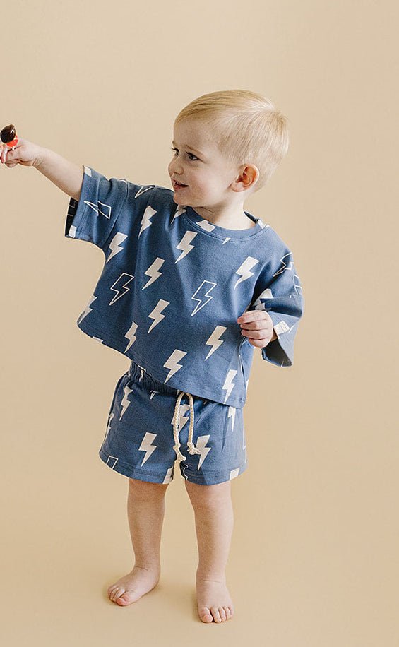 Shorts Set | Blue Bolts - LITTLE RAD THINGS