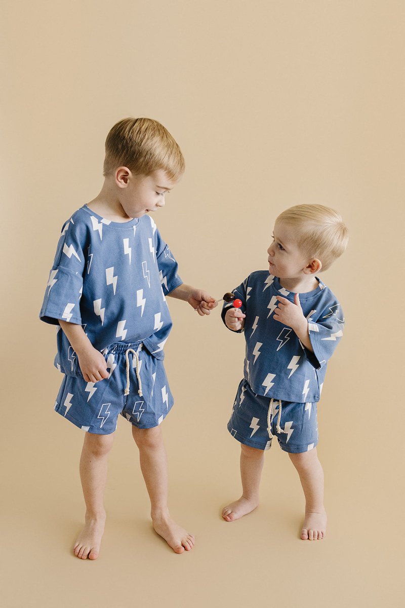 Shorts Set | Blue Bolts - LITTLE RAD THINGS