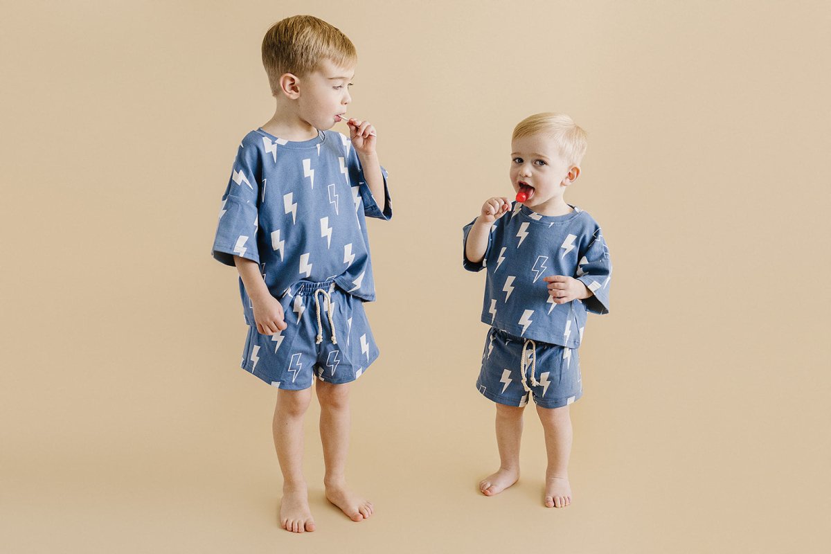 Shorts Set | Blue Bolts - LITTLE RAD THINGS