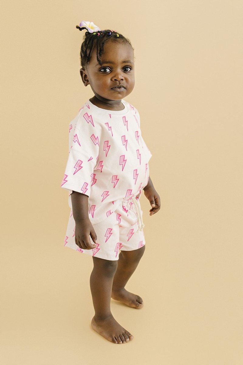 Shorts Set | Pink Bolts - LITTLE RAD THINGS