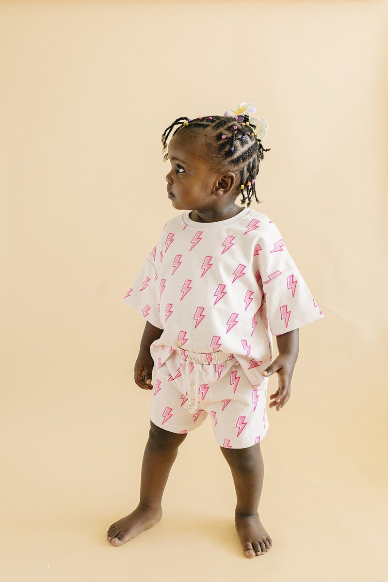 Shorts Set | Pink Bolts - LITTLE RAD THINGS