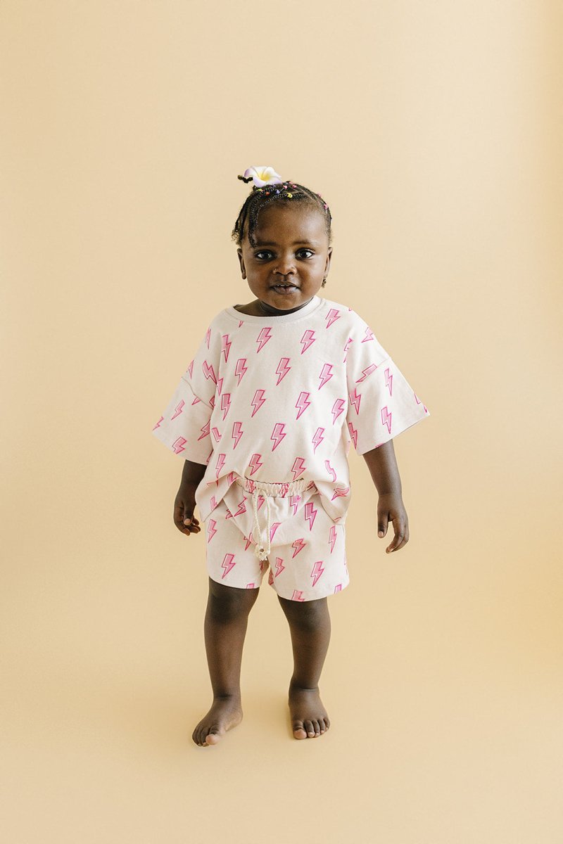 Shorts Set | Pink Bolts - LITTLE RAD THINGS
