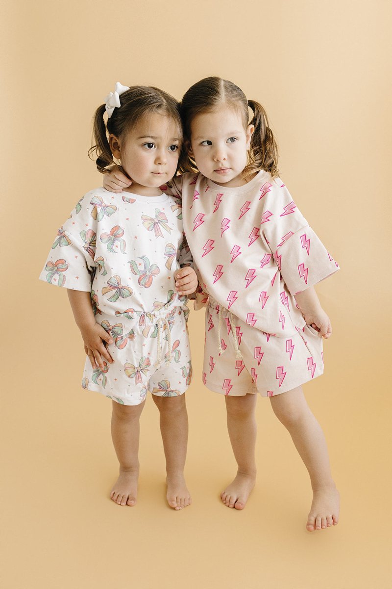 Shorts Set | Pink Bolts - LITTLE RAD THINGS