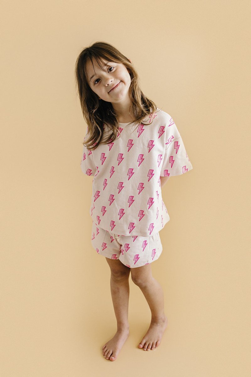 Shorts Set | Pink Bolts - LITTLE RAD THINGS