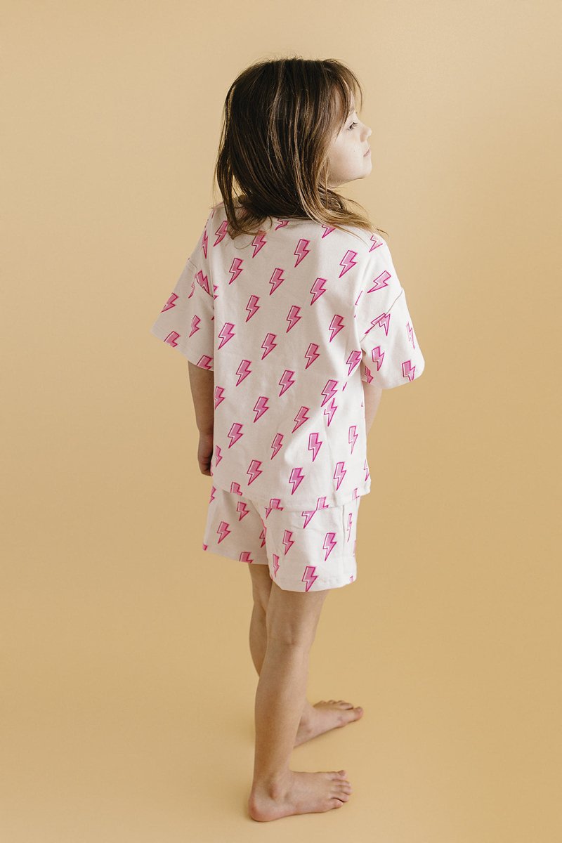 Shorts Set | Pink Bolts - LITTLE RAD THINGS