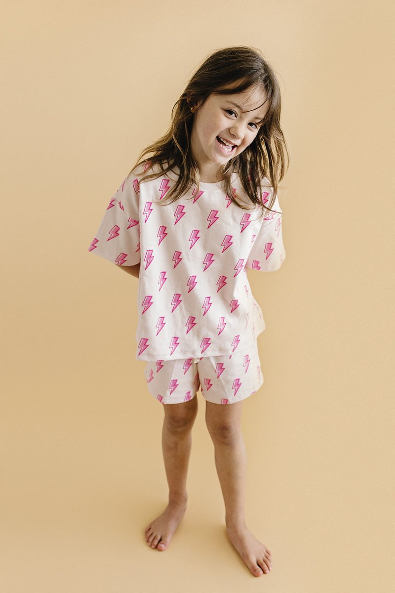 Shorts Set | Pink Bolts - LITTLE RAD THINGS