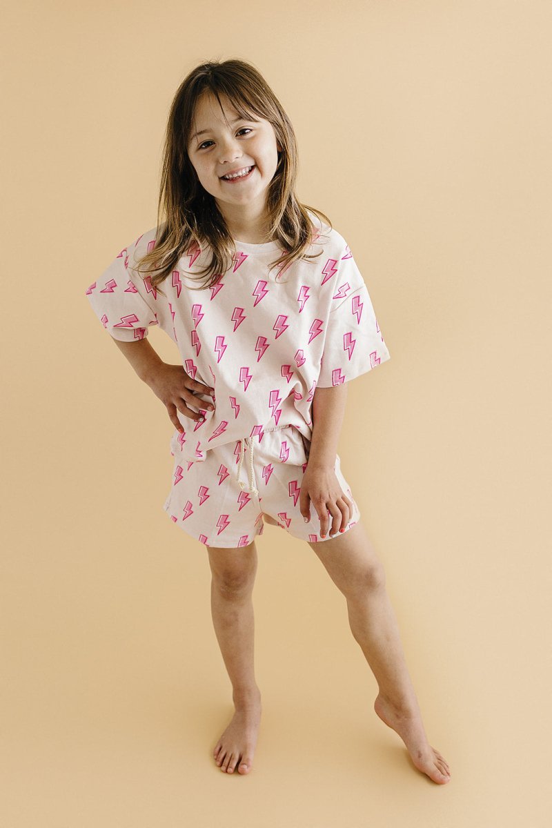 Shorts Set | Pink Bolts - LITTLE RAD THINGS