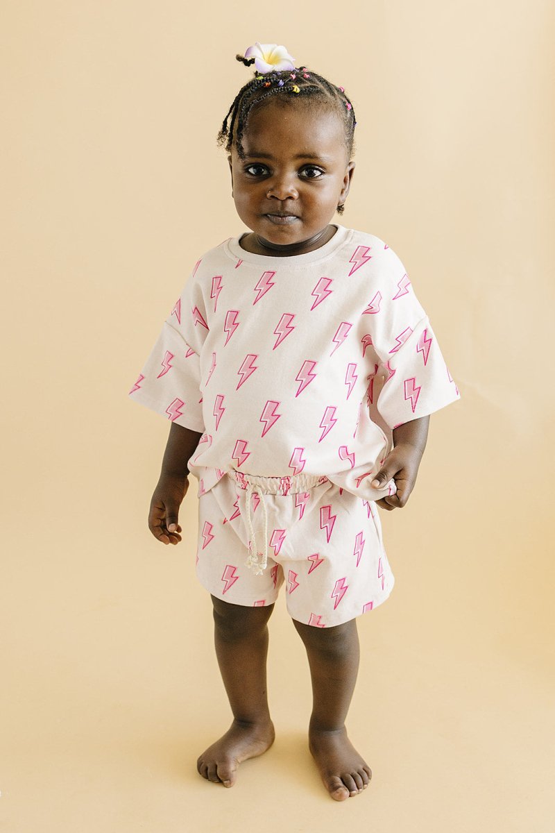 Shorts Set | Pink Bolts - LITTLE RAD THINGS