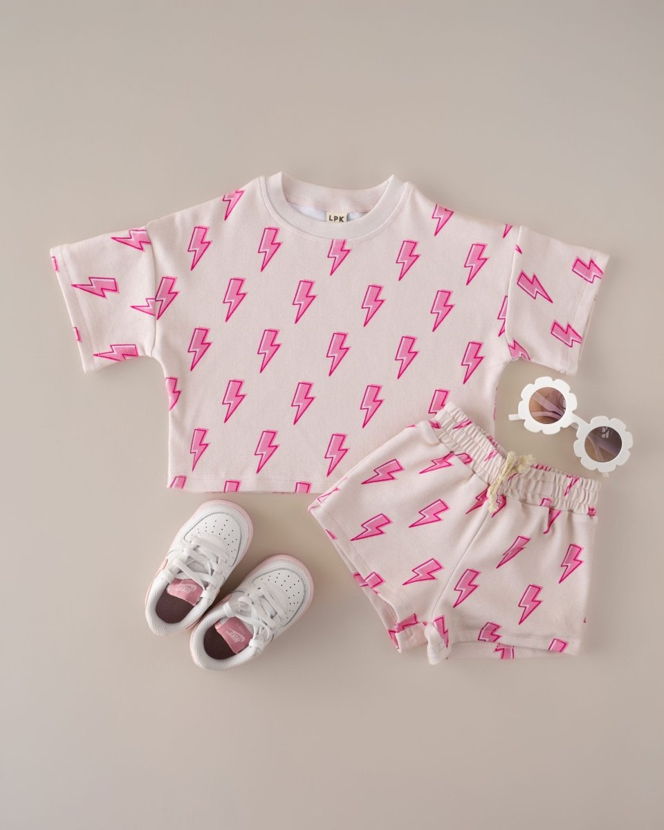 Shorts Set | Pink Bolts - LITTLE RAD THINGS