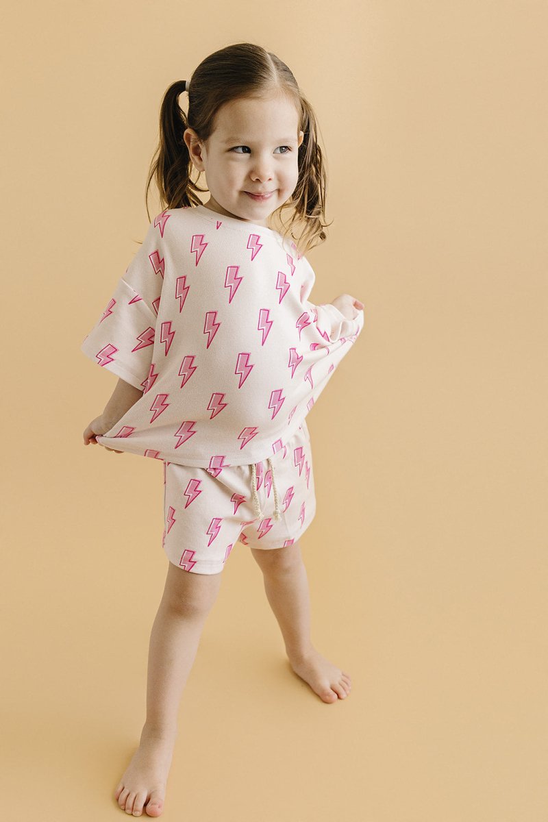 Shorts Set | Pink Bolts - LITTLE RAD THINGS