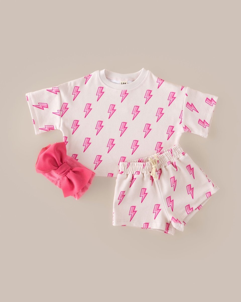 Shorts Set | Pink Bolts - LITTLE RAD THINGS