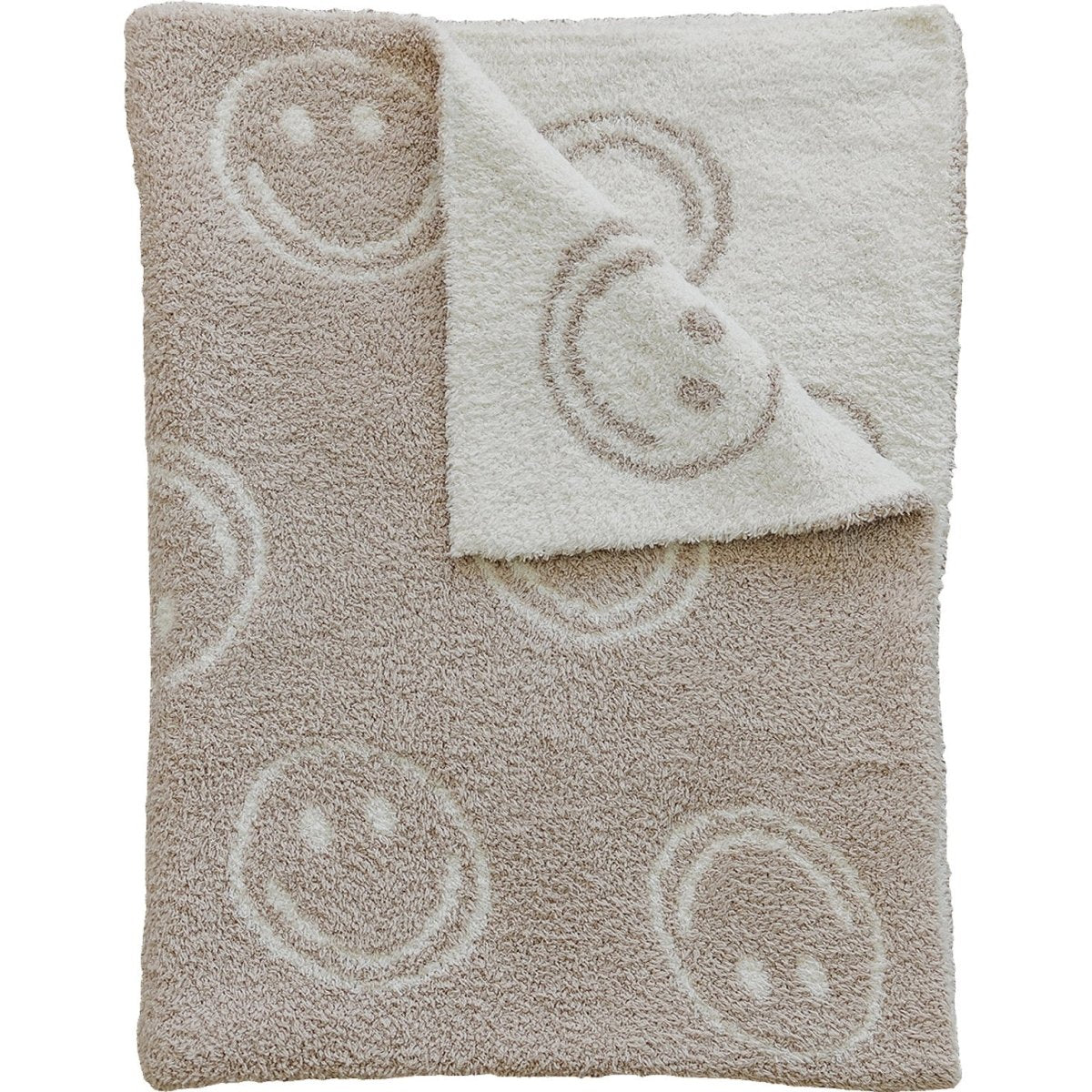 Smiley Taupe Plush Blanket - LITTLE RAD THINGS