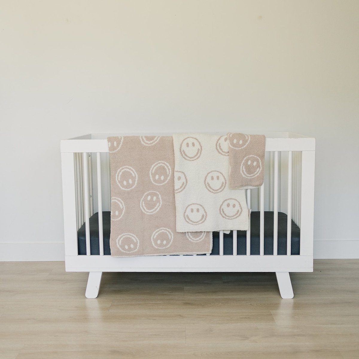 Smiley Taupe Plush Blanket - LITTLE RAD THINGS
