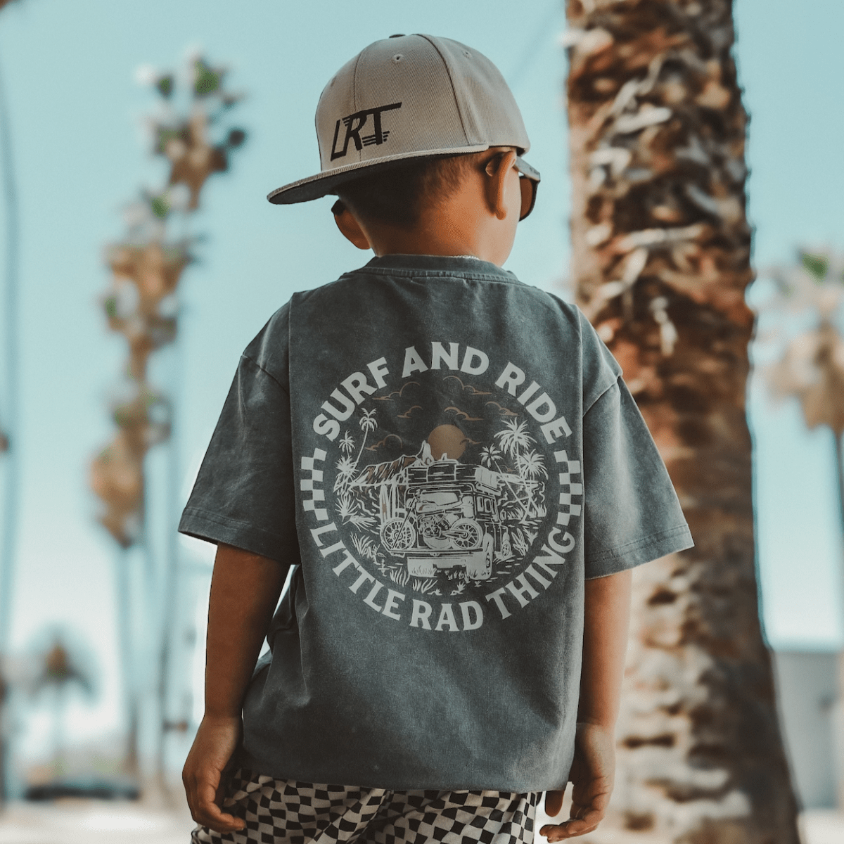SURF N RIDE TEE - FADED GRAY - LITTLE RAD THINGS