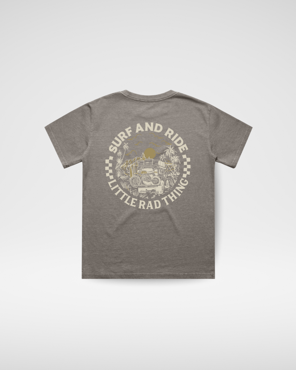 SURF N RIDE TEE - FADED GRAY - LITTLE RAD THINGS