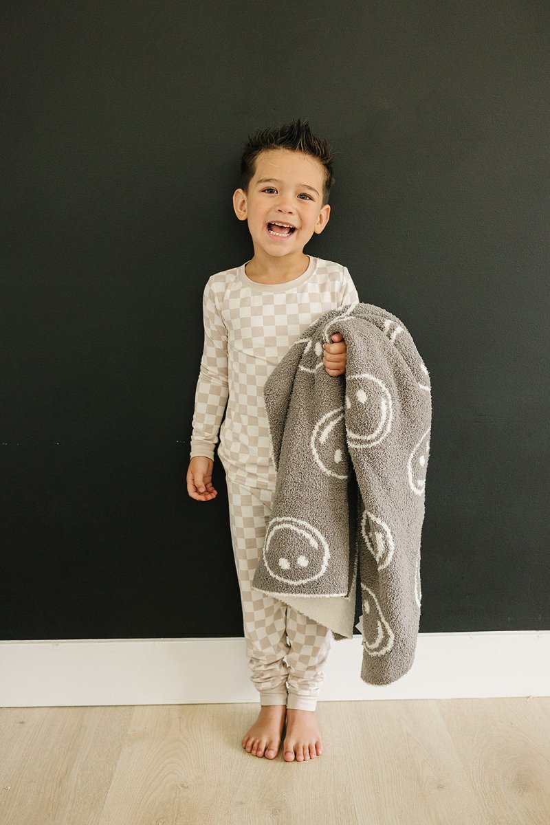 Taupe Checkered Bamboo Cozy Set - LITTLE RAD THINGS