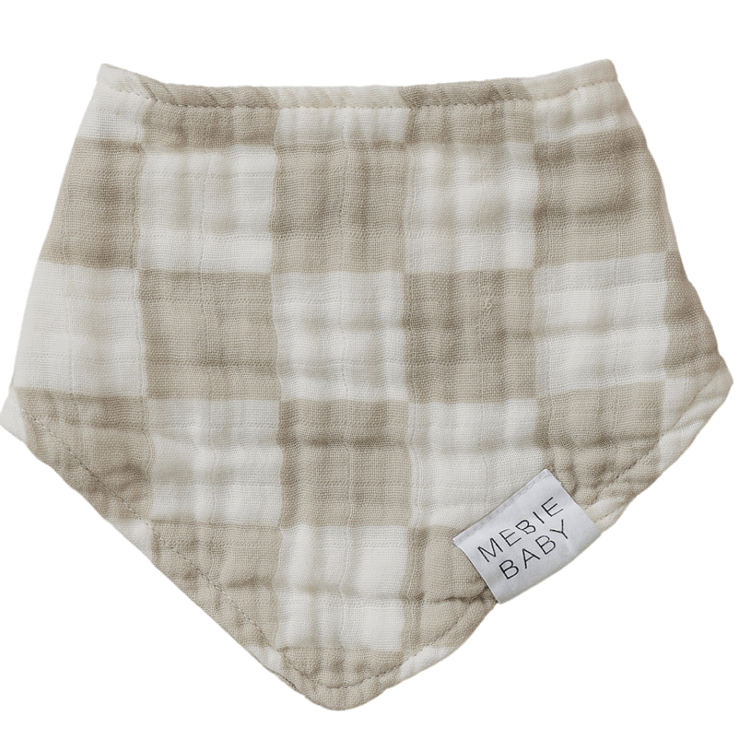 Taupe Checkered Muslin Bib - LITTLE RAD THINGS