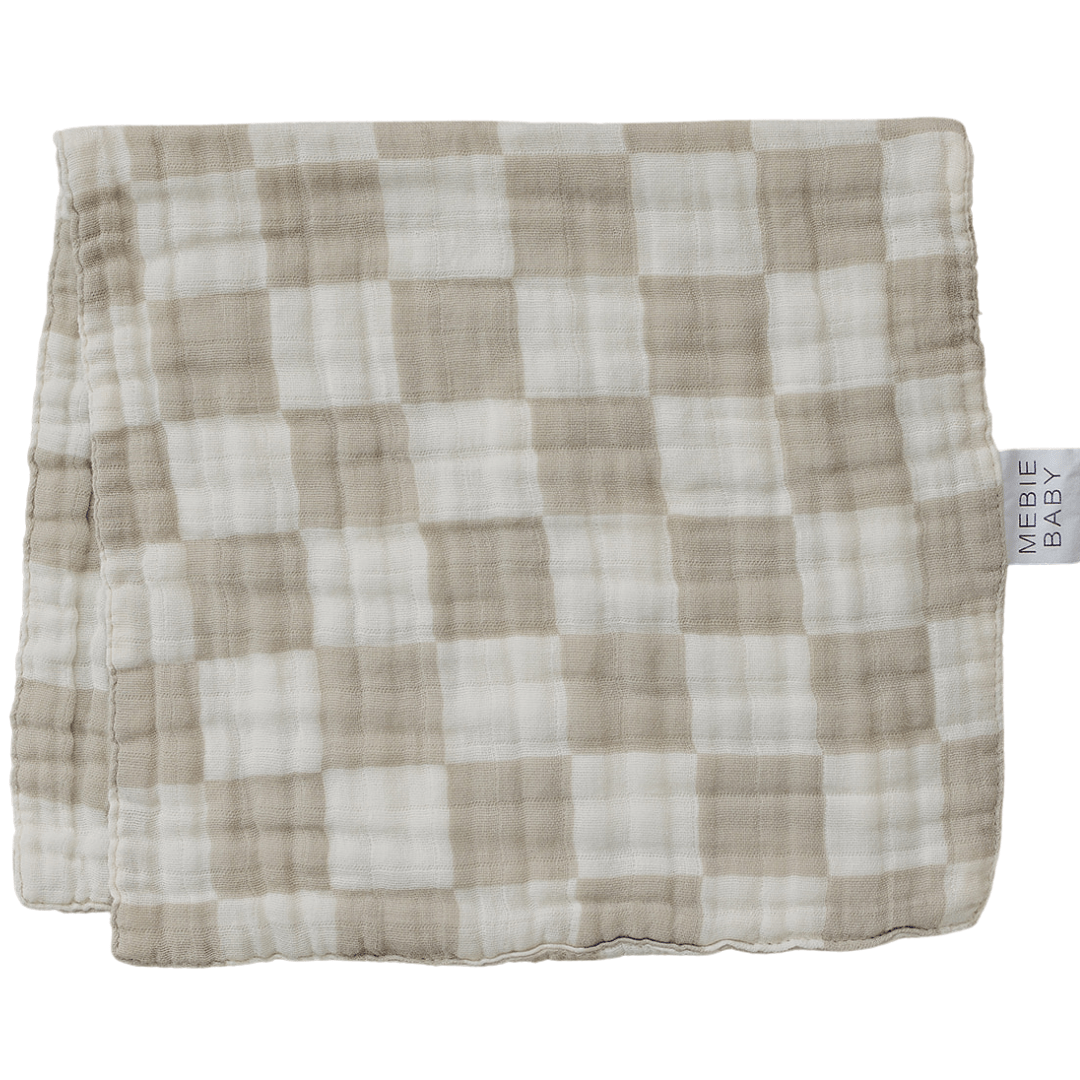 Taupe Checkered Muslin Burp Cloth - LITTLE RAD THINGS