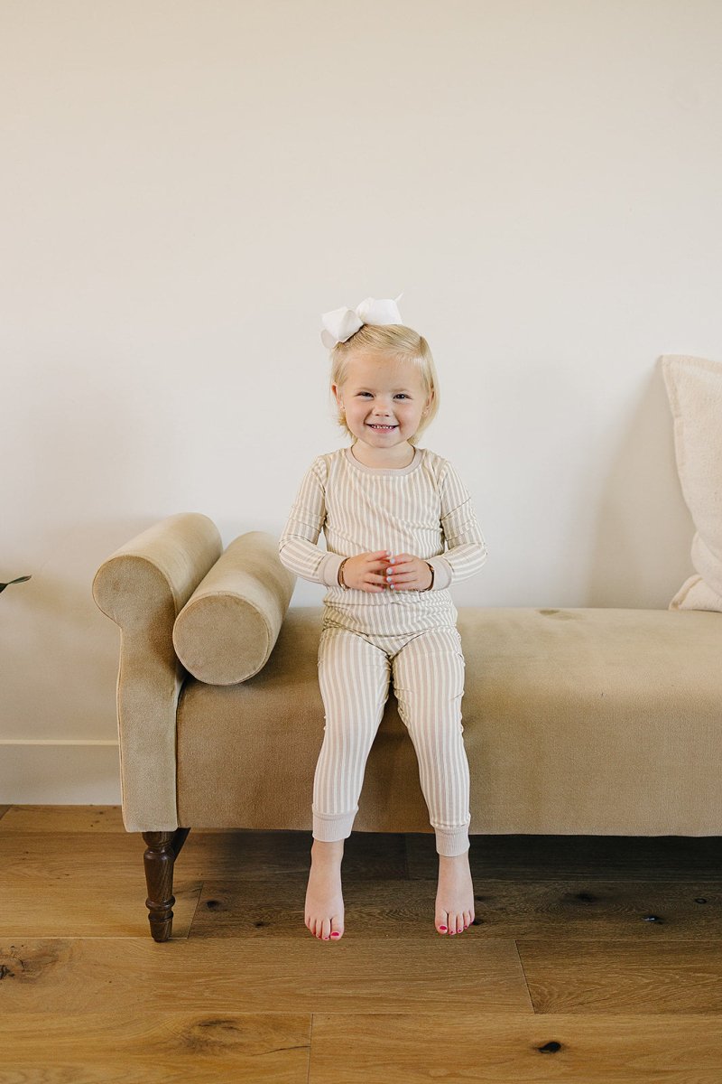 Taupe Stripe Ribbed Bamboo Cozy Set - LITTLE RAD THINGS