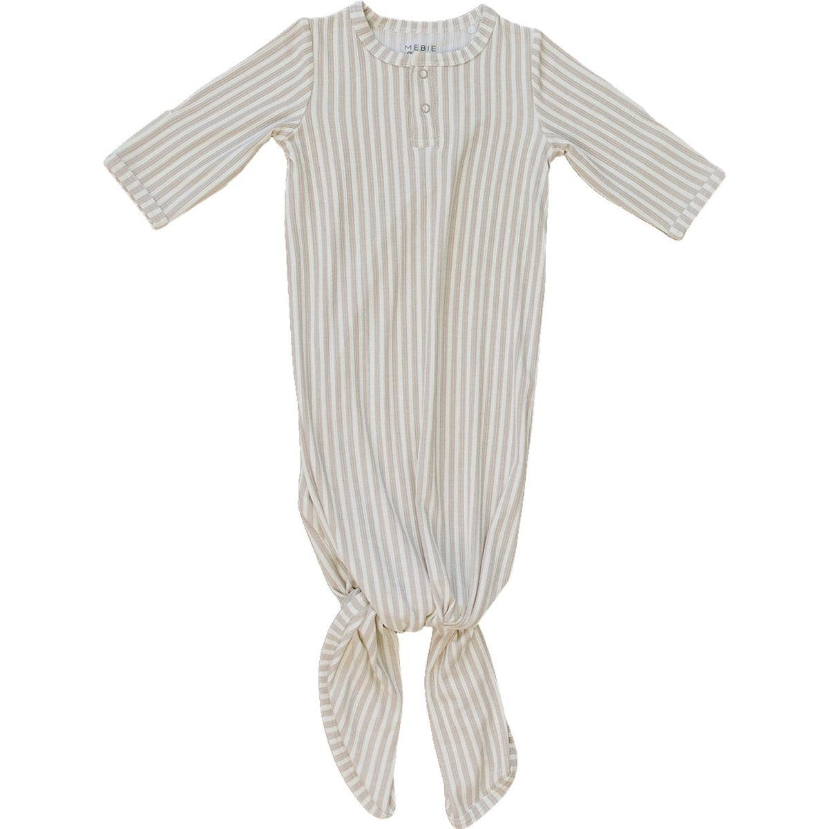 Taupe Stripe Ribbed Bamboo Knot Gown - LITTLE RAD THINGS