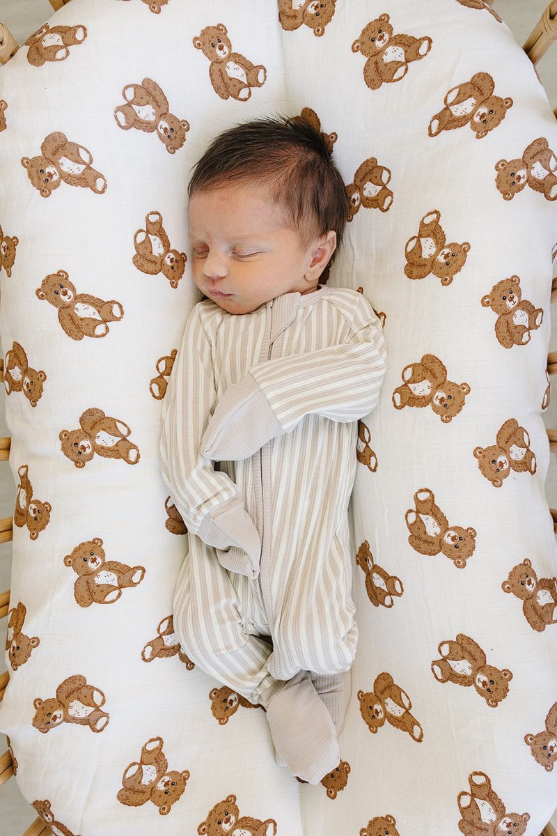 Taupe Stripe Ribbed Bamboo Zipper - LITTLE RAD THINGS