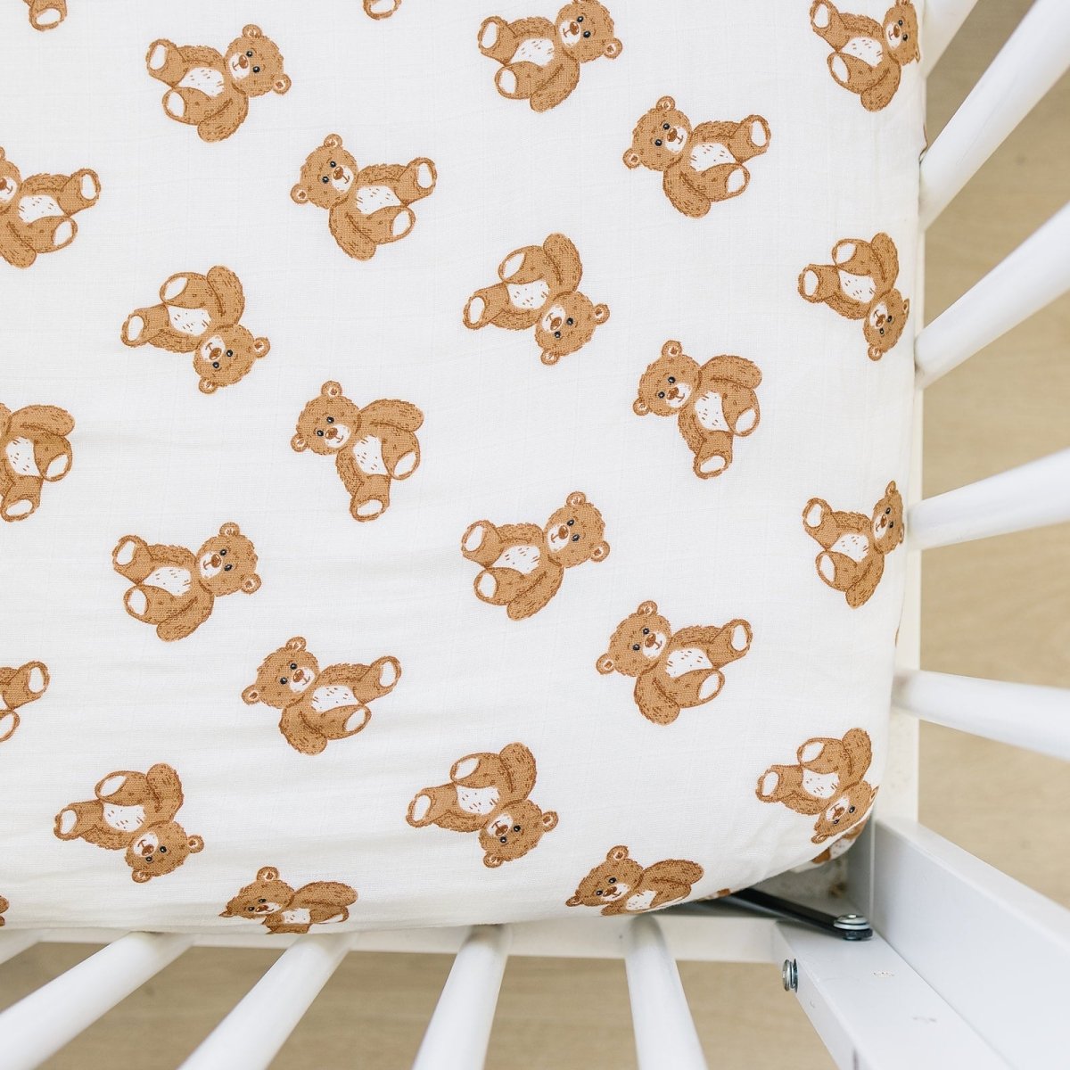 Teddy Bear Muslin Crib Sheet - LITTLE RAD THINGS