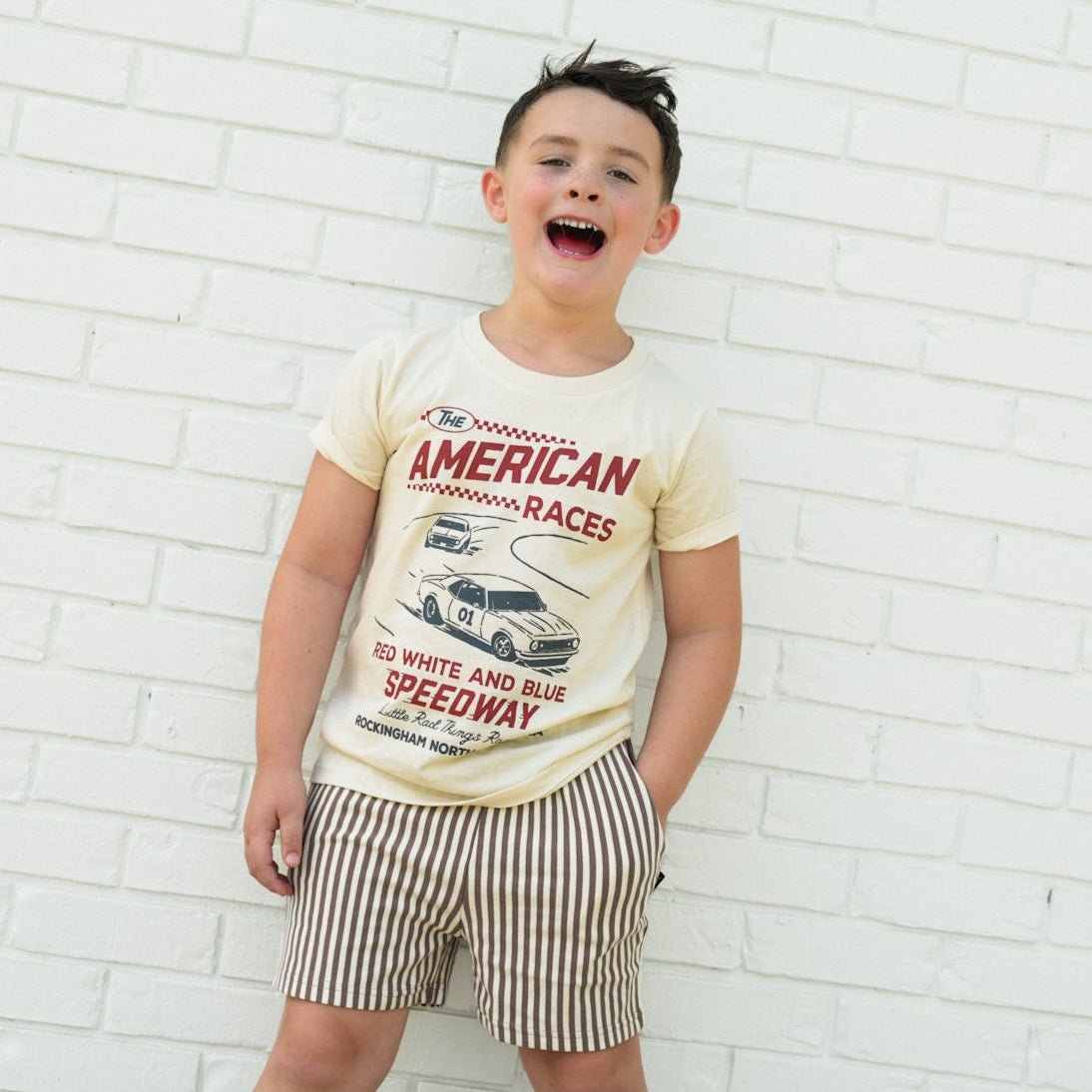 THE ALL AMERICAN RACES TEE - CREAM - LITTLE RAD THINGS