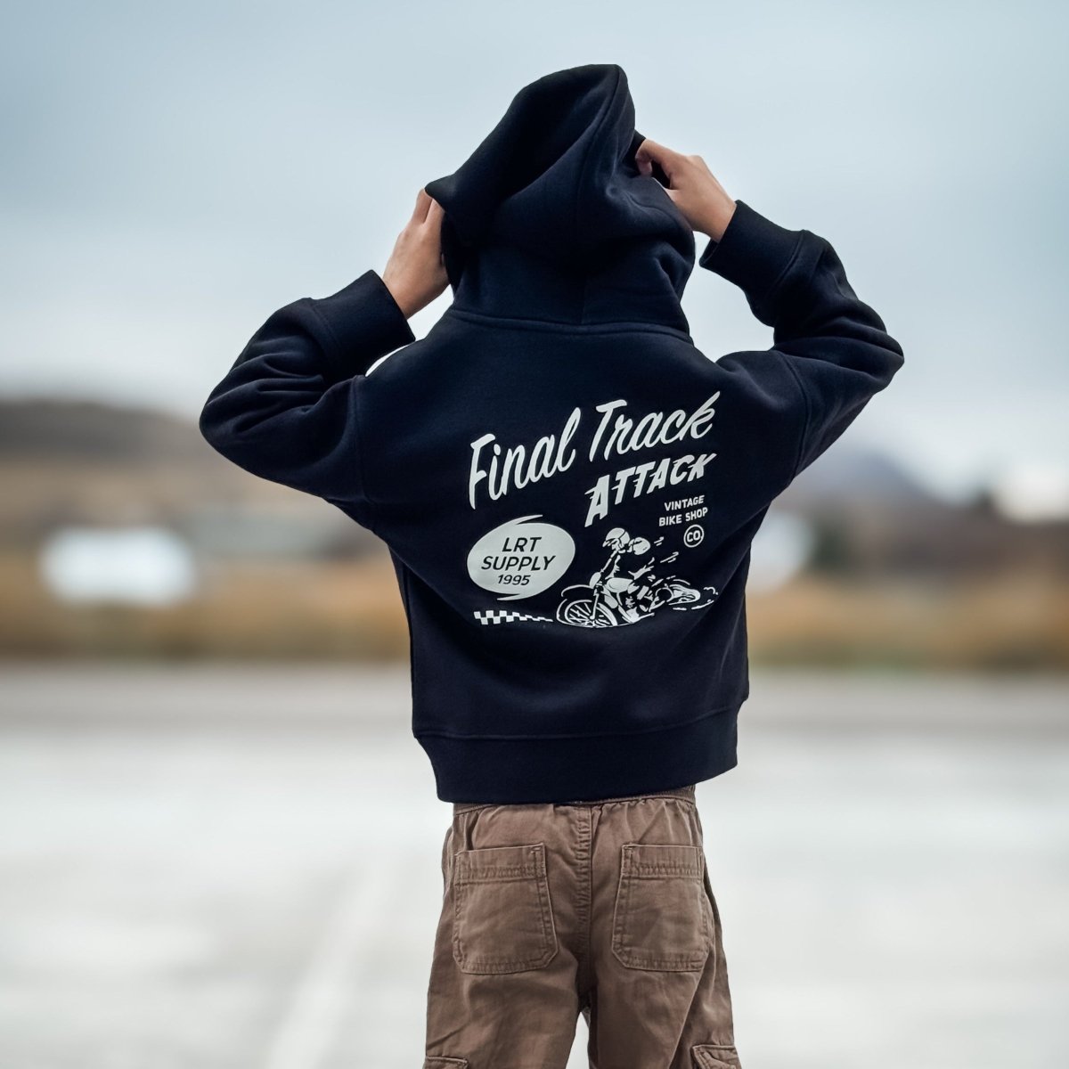 THE FINAL TRACK ATTACK HOODIE - RECYCLED BLACK - LITTLE RAD THINGS