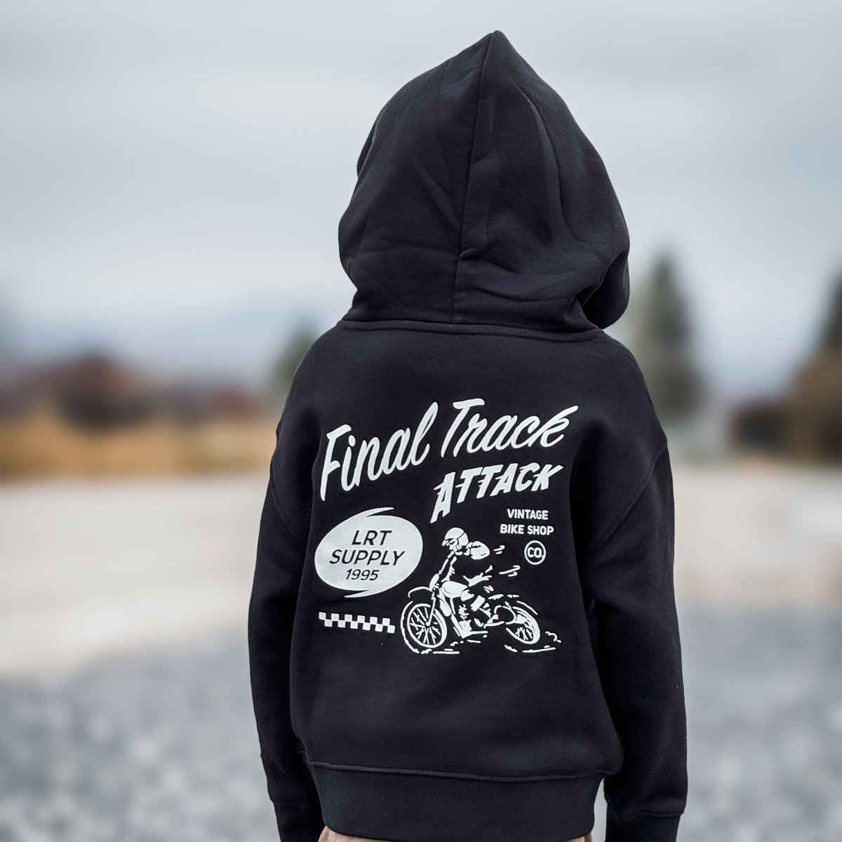 THE FINAL TRACK ATTACK HOODIE - RECYCLED BLACK - LITTLE RAD THINGS