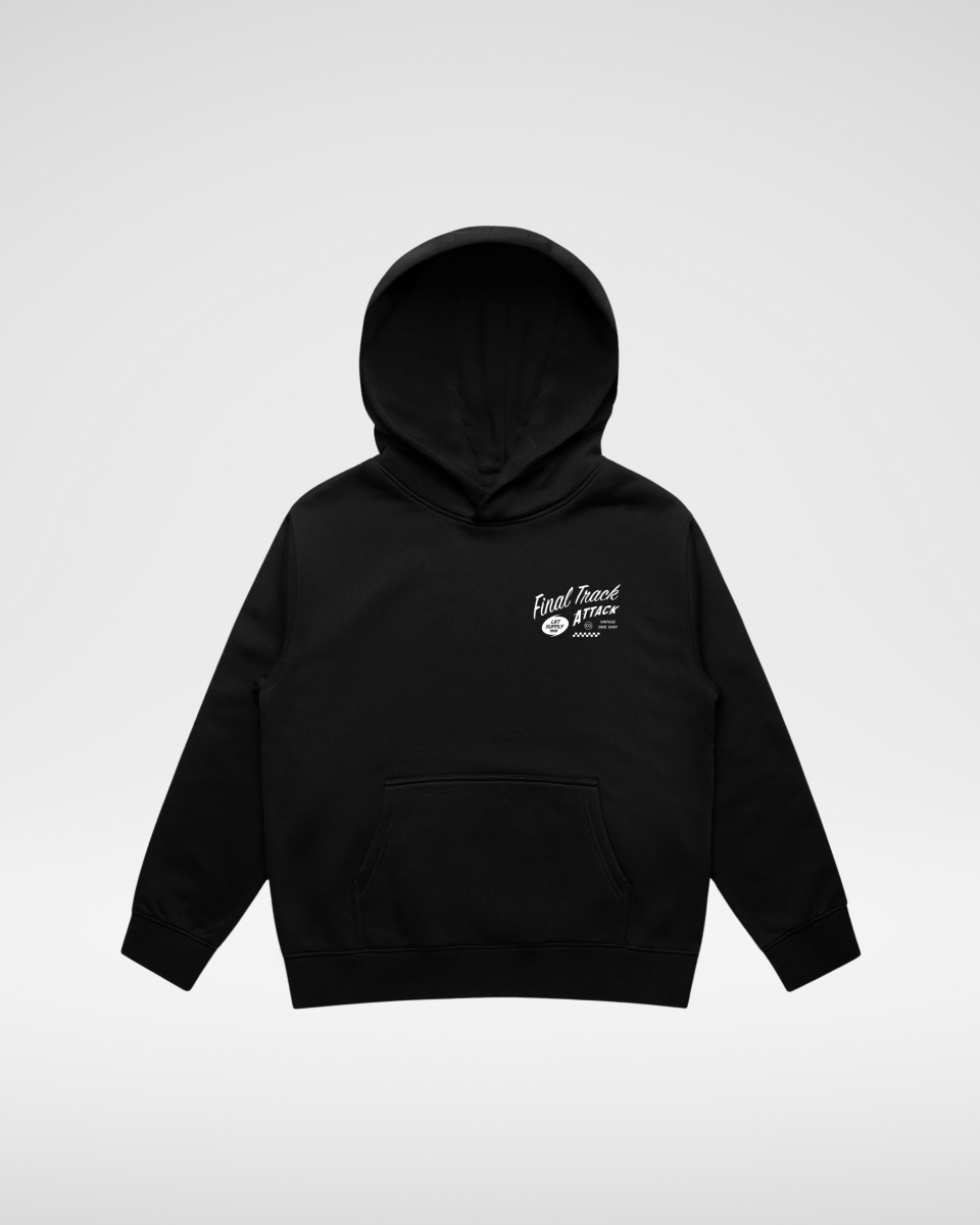 THE FINAL TRACK ATTACK HOODIE - RECYCLED BLACK - LITTLE RAD THINGS