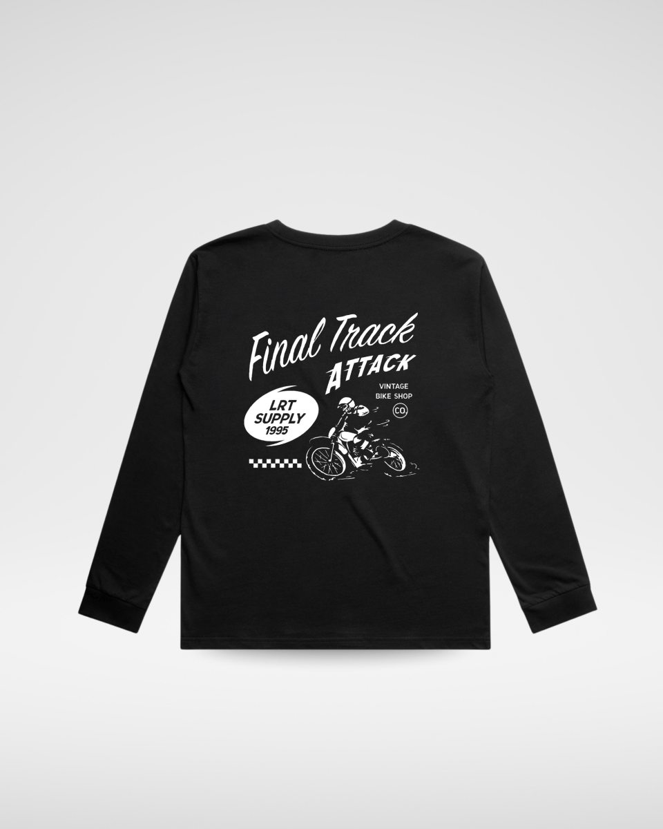 THE FINAL TRACK ATTACK LONG SLEEVE TEE - SOLID BLACK - LITTLE RAD THINGS
