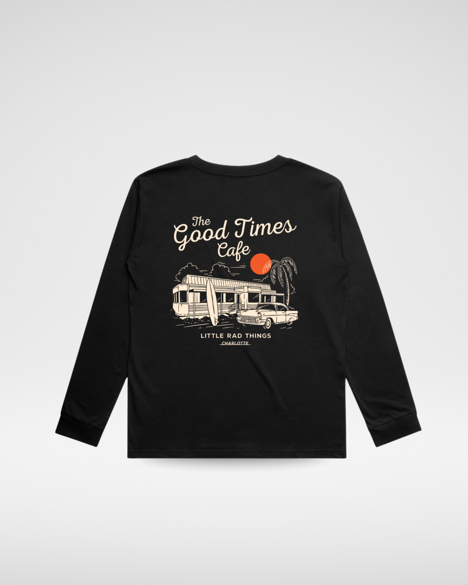 THE GOOD TIMES CAFE LONG SLEEVE - SOLID BLACK - LITTLE RAD THINGS