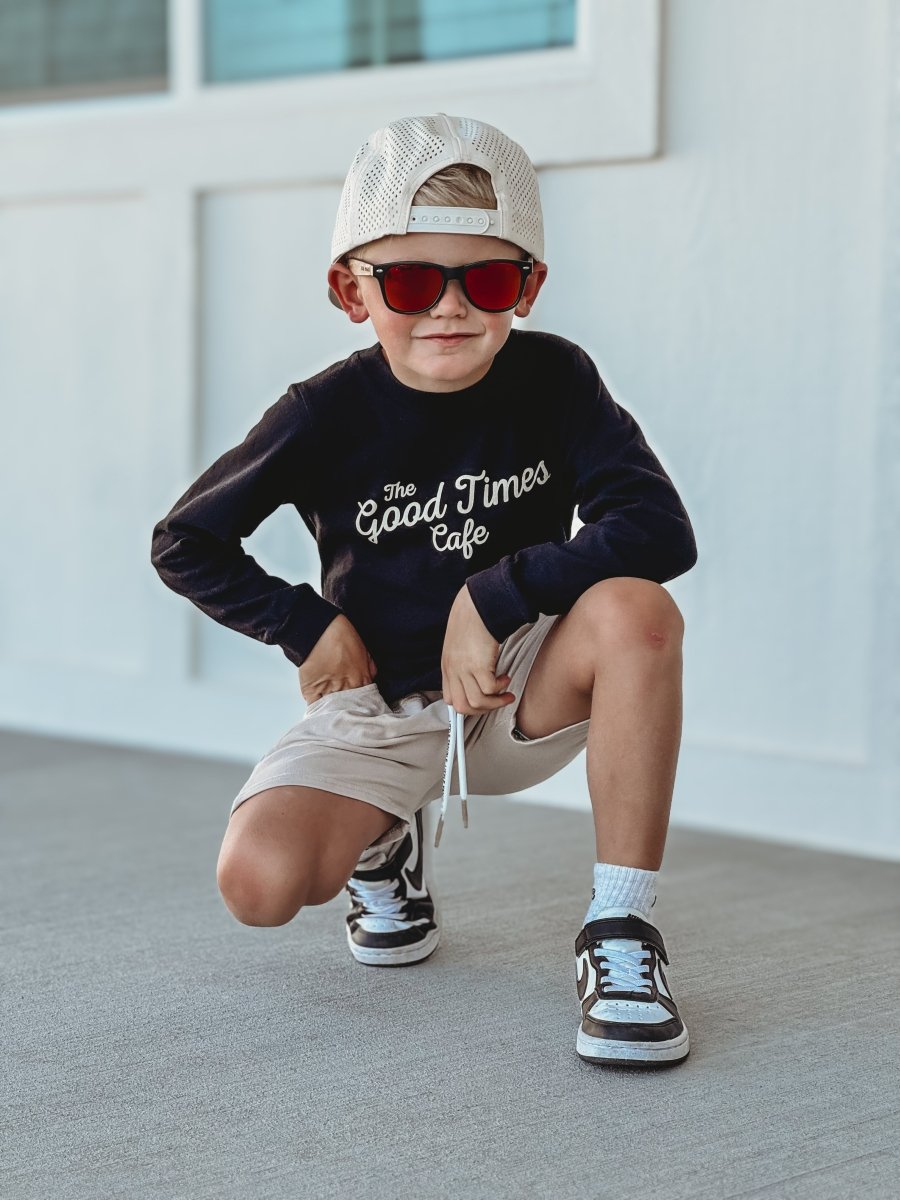 THE GOOD TIMES CAFE LONG SLEEVE - SOLID BLACK - LITTLE RAD THINGS